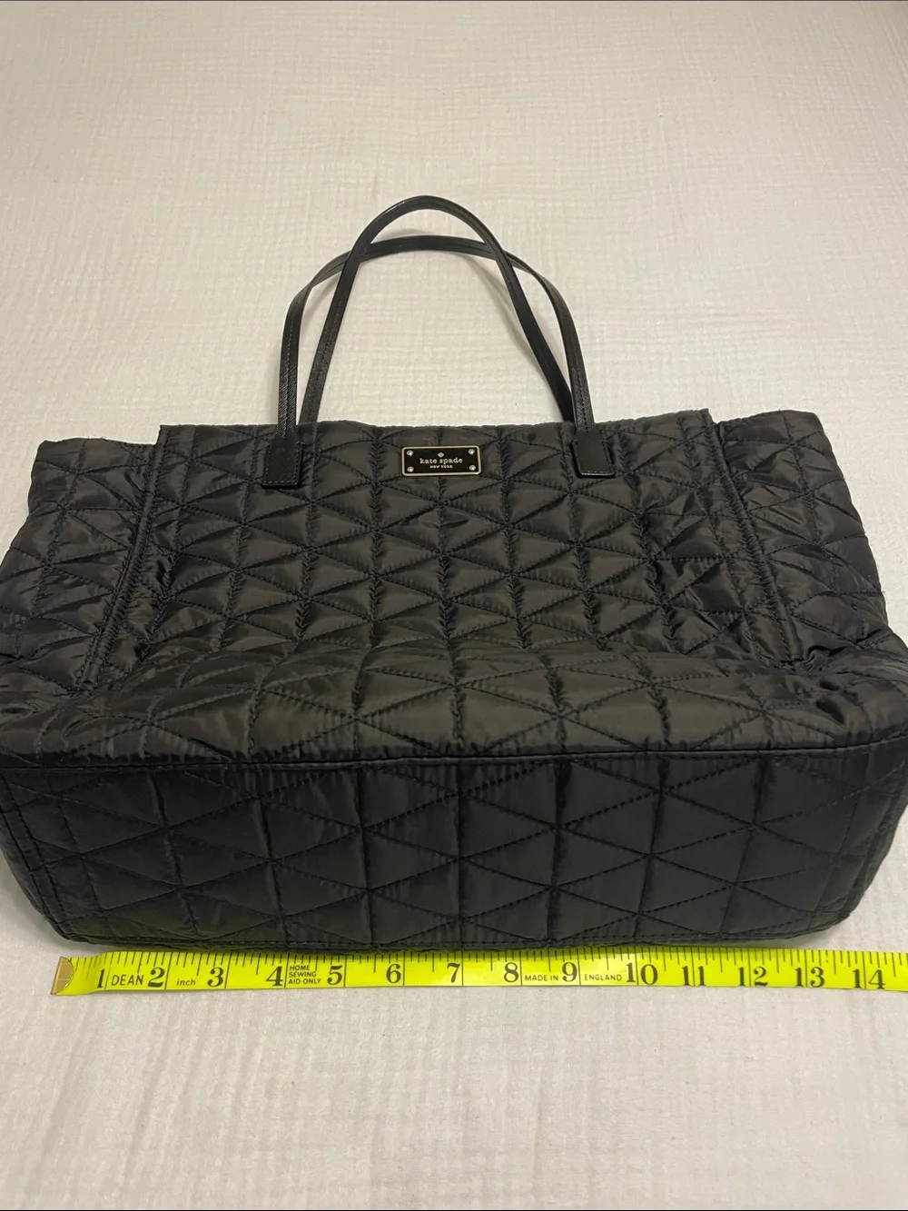 kate spade Black Quilted Tote with Logo Plaque